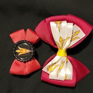 Set Of 2 New Handmade Arizona State University Sundevil Hair Bows
